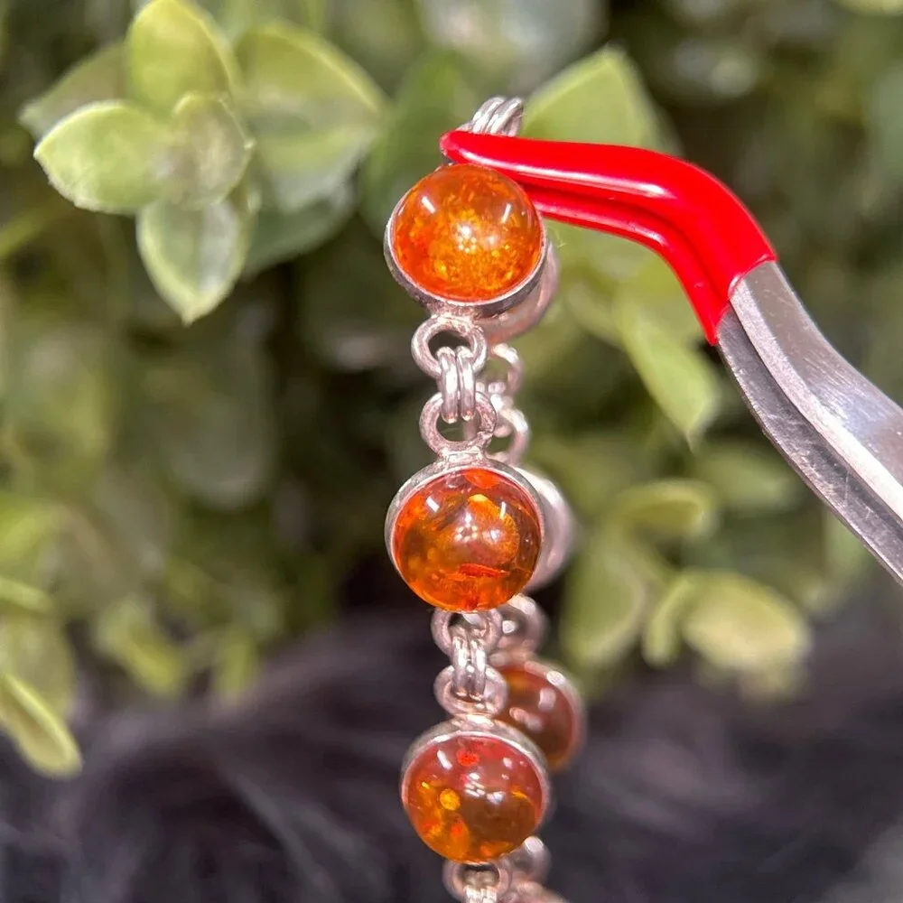 Silver 925 Circle Amber Bracelet‎